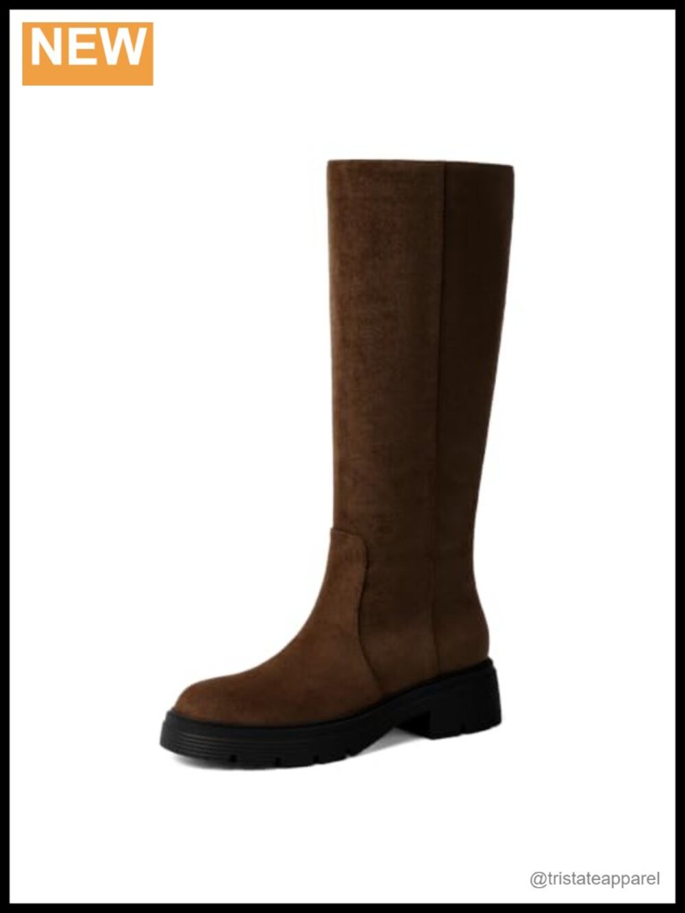 Faux Suede Knee High Boots Chunky Heel Platform Round Toe